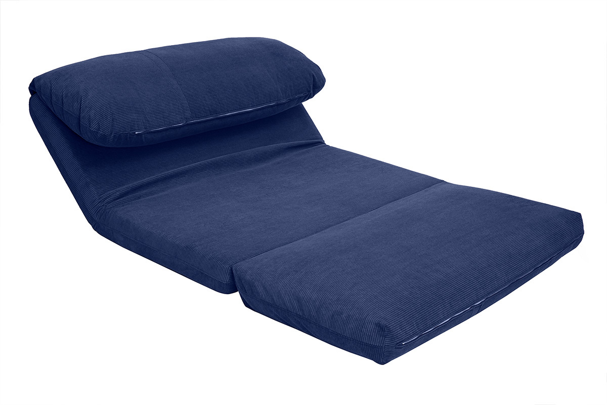 Sof convertible de 2 plazas en terciopelo acanalado azul oscuro SPENCER