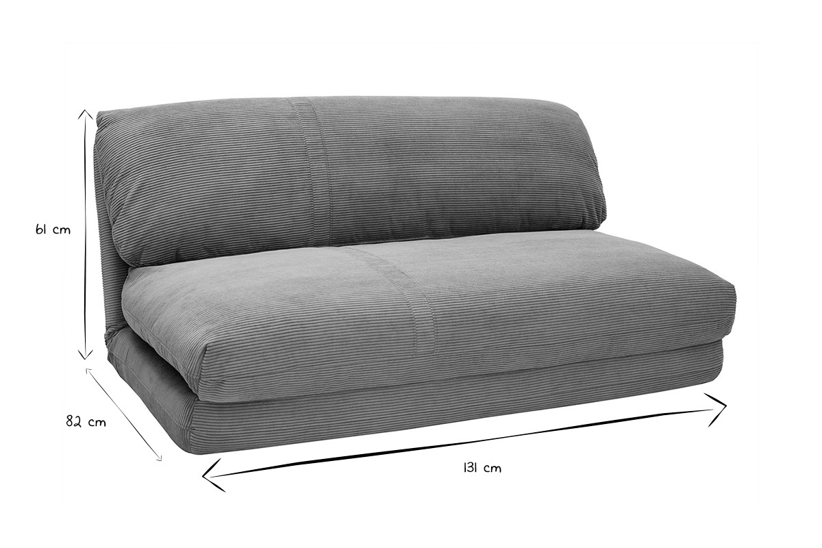 Sof� convertible de 2 plazas en terciopelo acanalado azul oscuro SPENCER