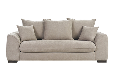 Sofá convertible de 3 plazas en tela efecto terciopelo topo con colchón de 12 cm ARMAND