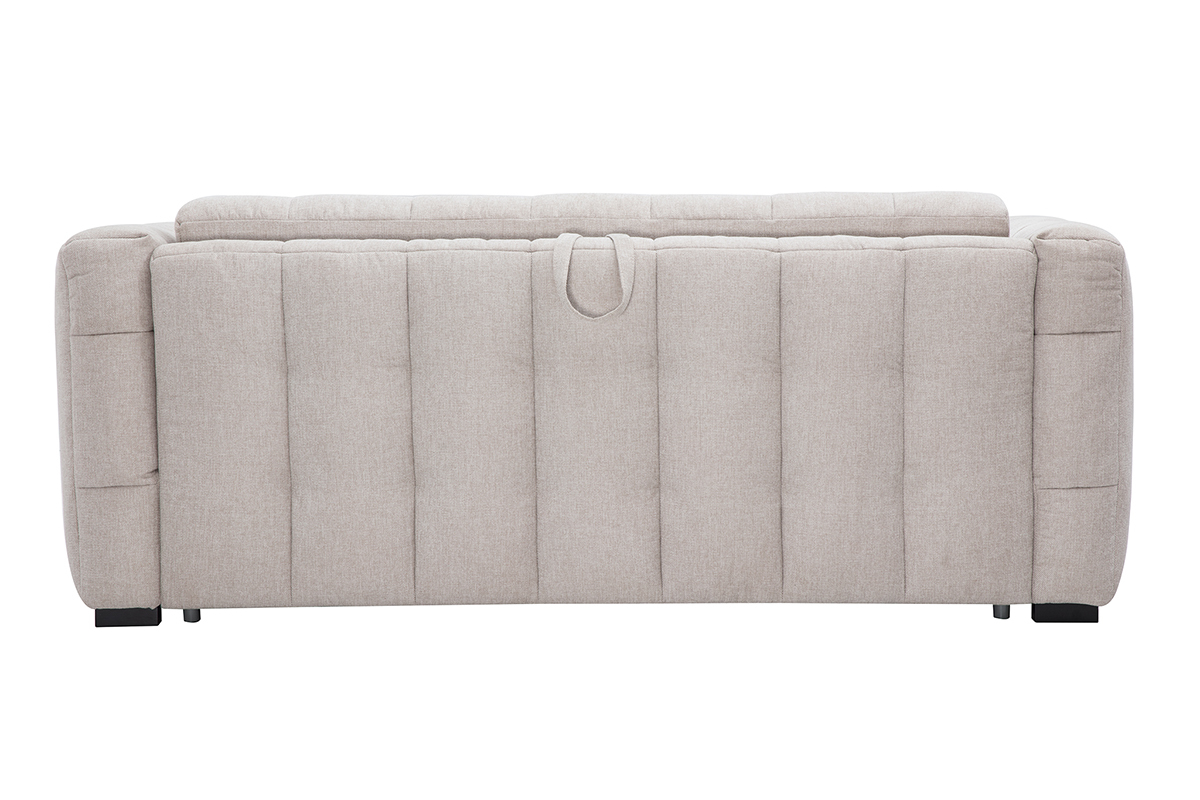 Sof� cama de 3 plazas beige, vista trasera.