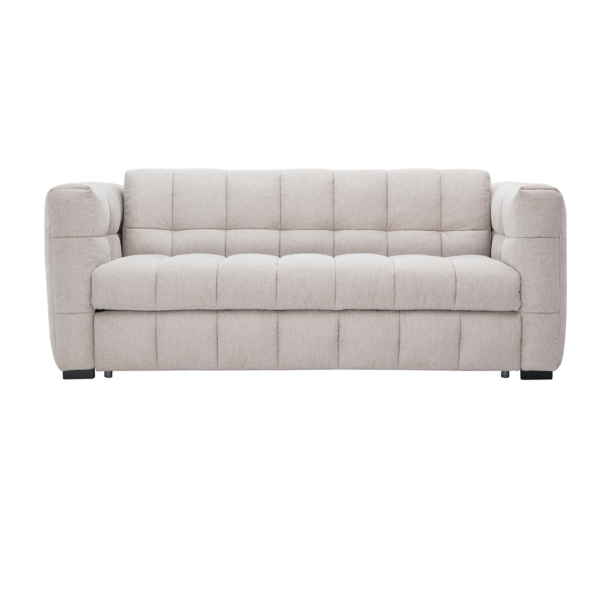 Sofá convertible de diseño de 3 plazas en tela efecto terciopelo texturizado beige CORTO