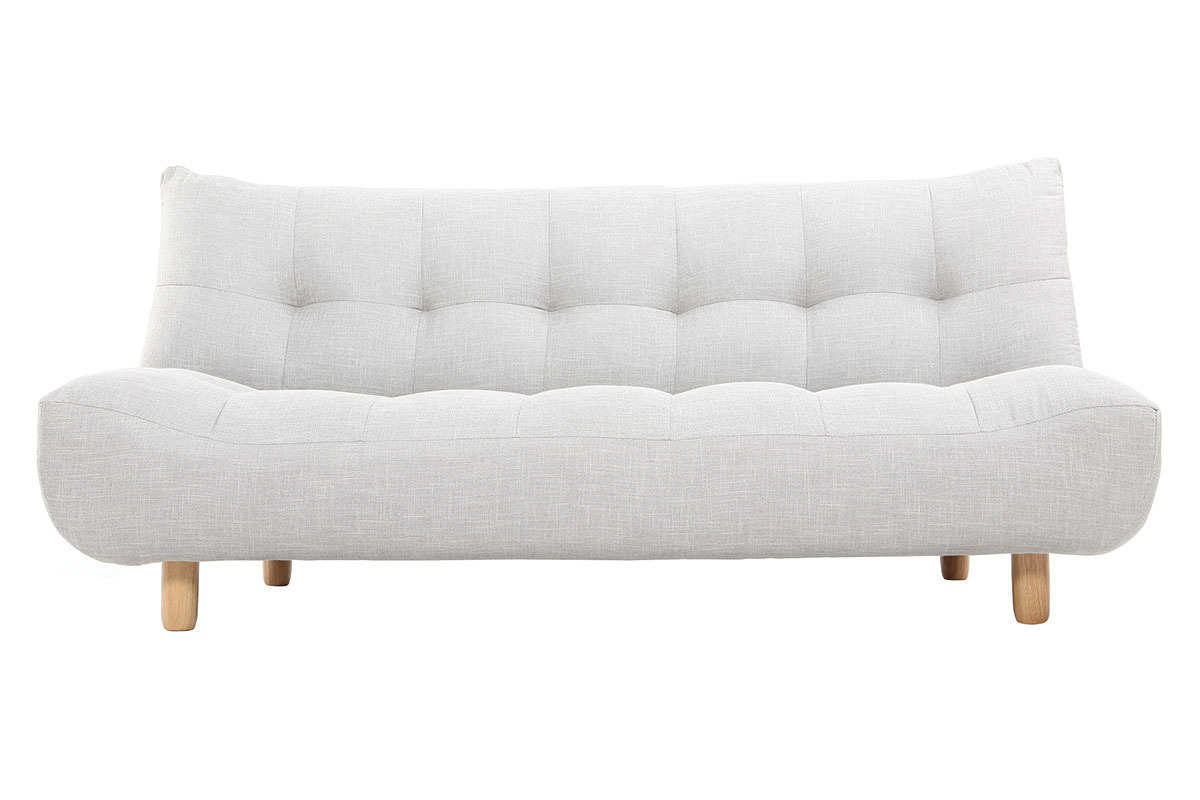 Sof convertible diseo escandinavo gris y roble YUMI