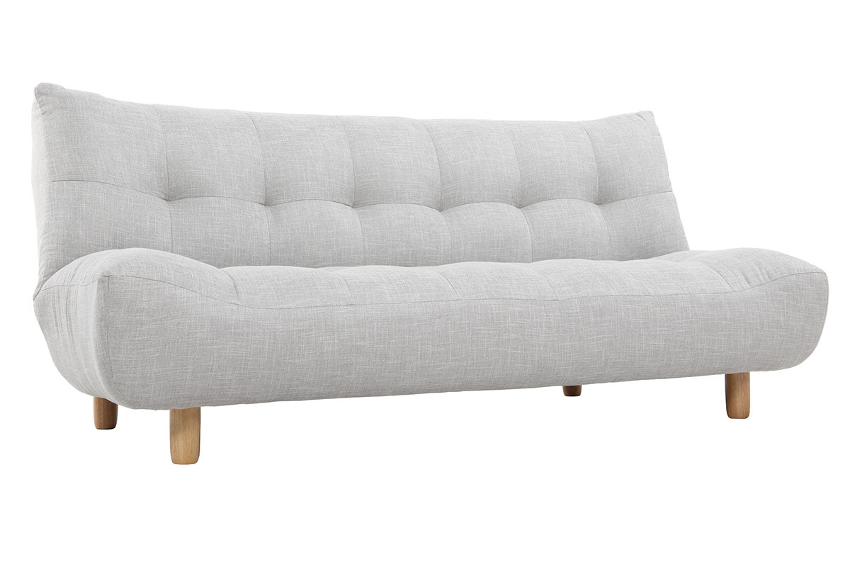 Sof convertible diseo escandinavo gris y roble YUMI