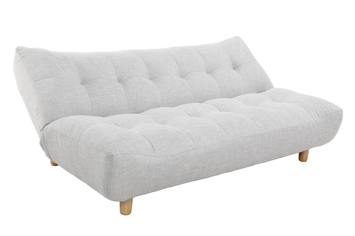 Sof convertible diseo escandinavo gris y roble YUMI