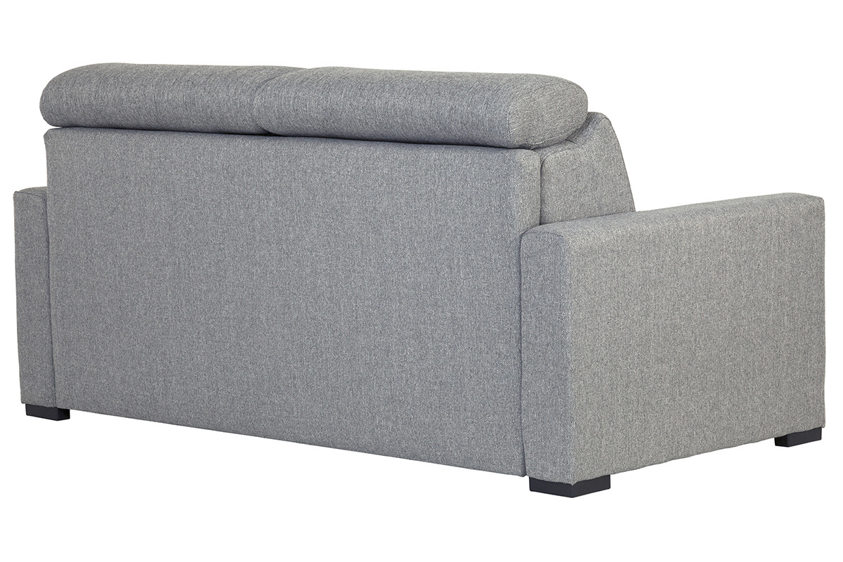 Sof convertible gris claro con colchn 18 cm y reposacabezas ajustables NORO