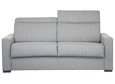 Sofá convertible gris claro con colchón 18 cm y reposacabezas ajustables NORO