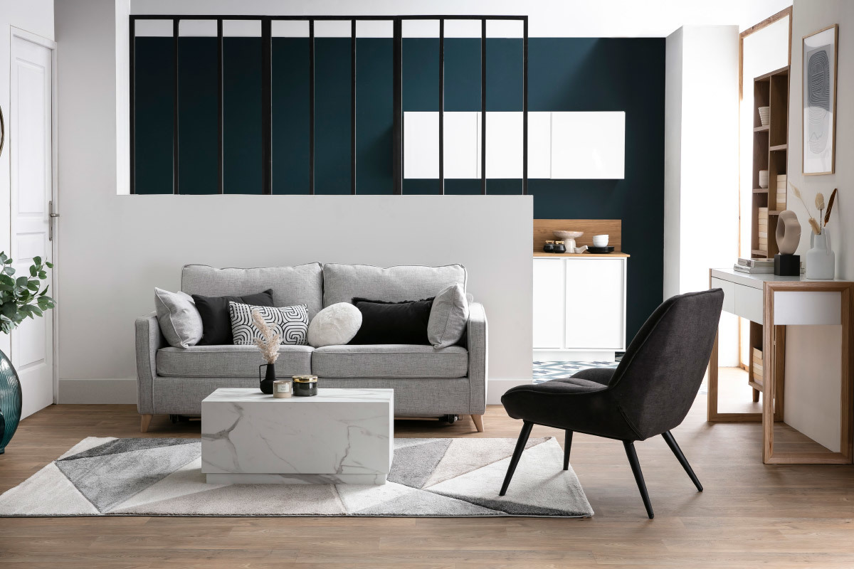 Sof convertible nrdico 3 plazas azul petrleo PAPEL