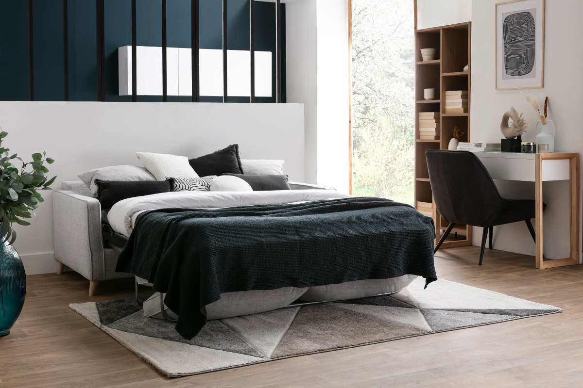 Sof convertible nrdico 3 plazas azul petrleo PAPEL