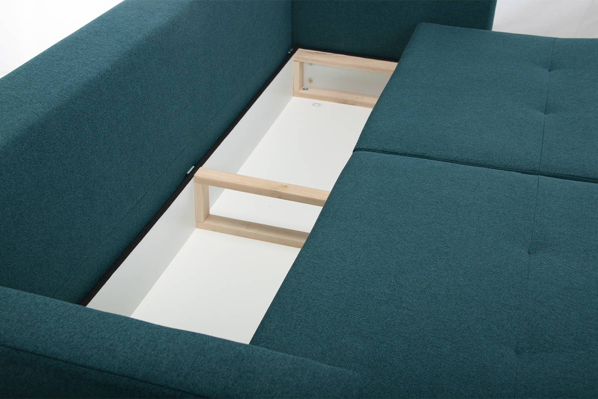 Sof convertible nrdico 3 plazas con cofre azul oscuro MIRA