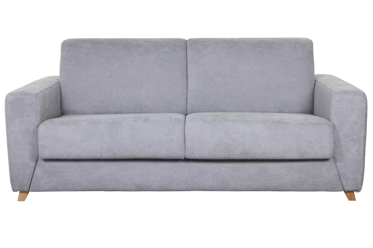 Sof convertible nrdico 3 plazas efecto terciopelo gris SVEN