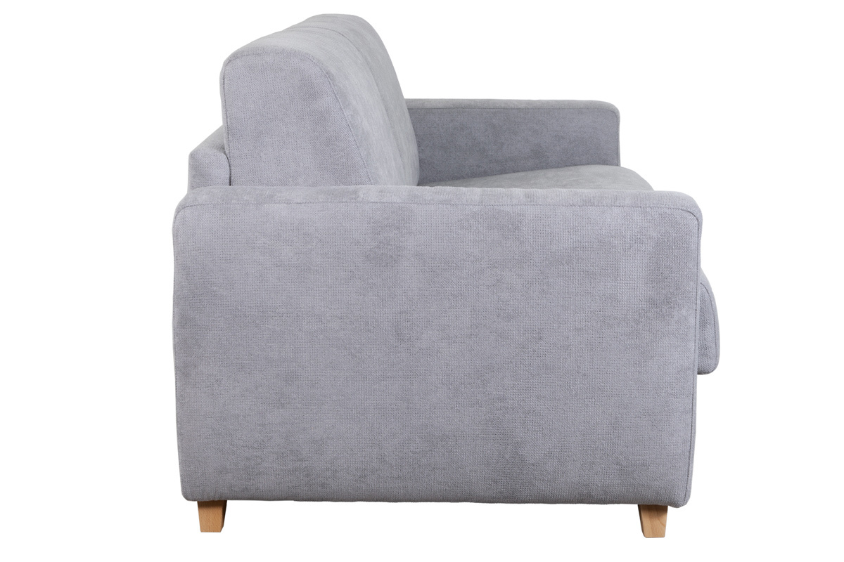 Sof convertible nrdico 3 plazas efecto terciopelo gris SVEN