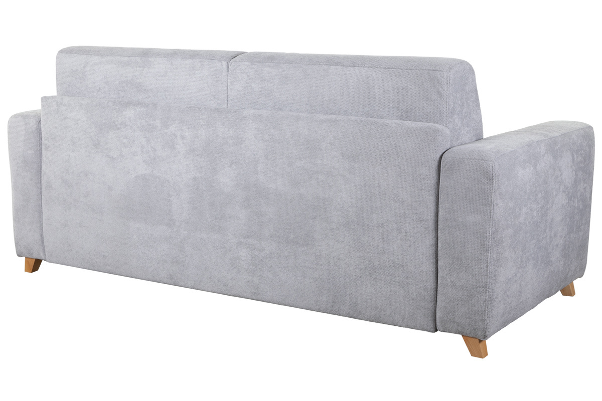 Sof convertible nrdico 3 plazas efecto terciopelo gris SVEN