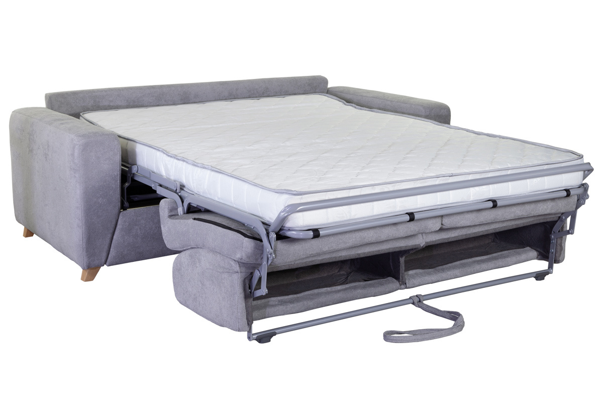 Sof convertible nrdico 3 plazas efecto terciopelo gris SVEN