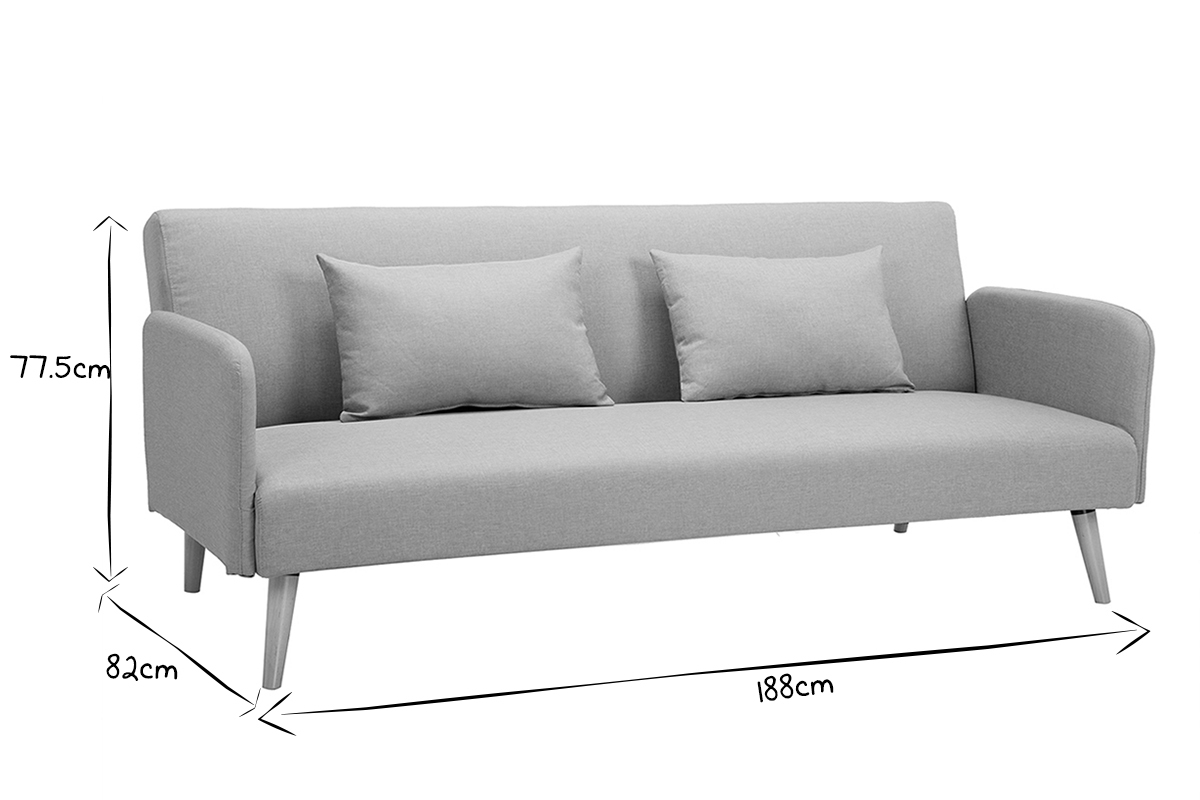 Sof convertible nrdico 3 plazas gris claro LULA
