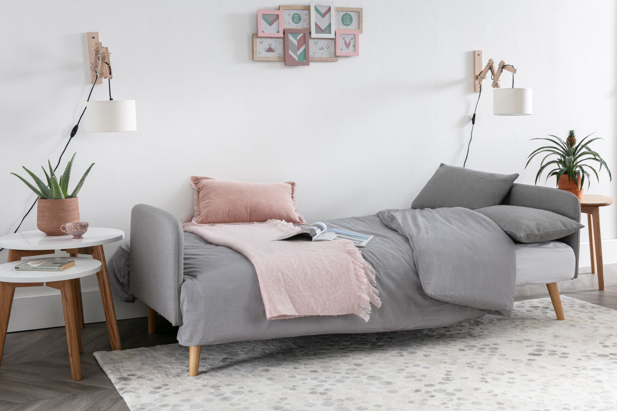 Sof convertible nrdico 3 plazas gris claro LULA