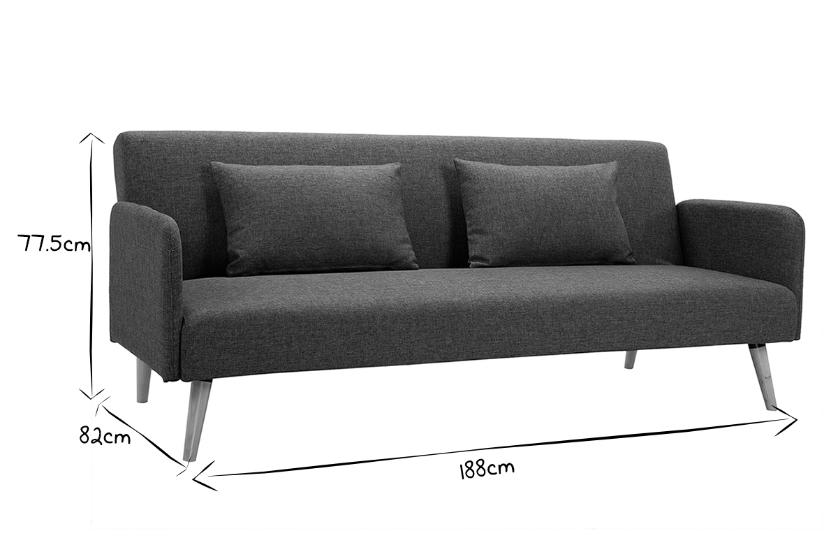 Sof convertible nrdico 3 plazas gris oscuro LULA