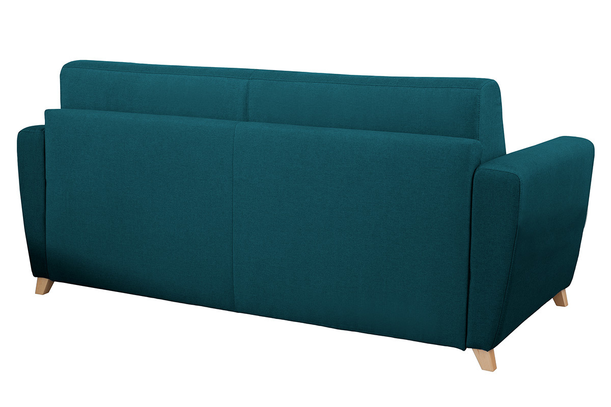 Sof convertible nrdico azul petrleo y madera GRAHAM