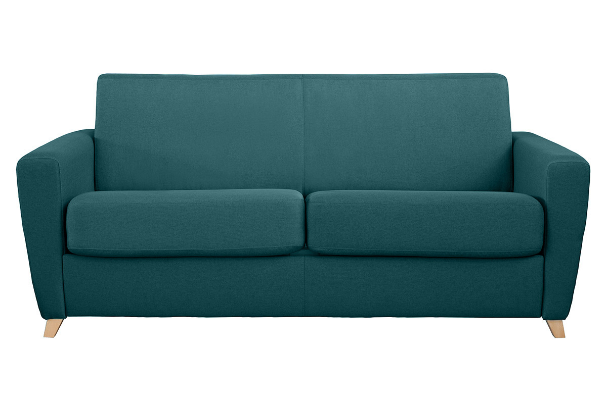 Sof convertible nrdico azul petrleo y madera GRAHAM