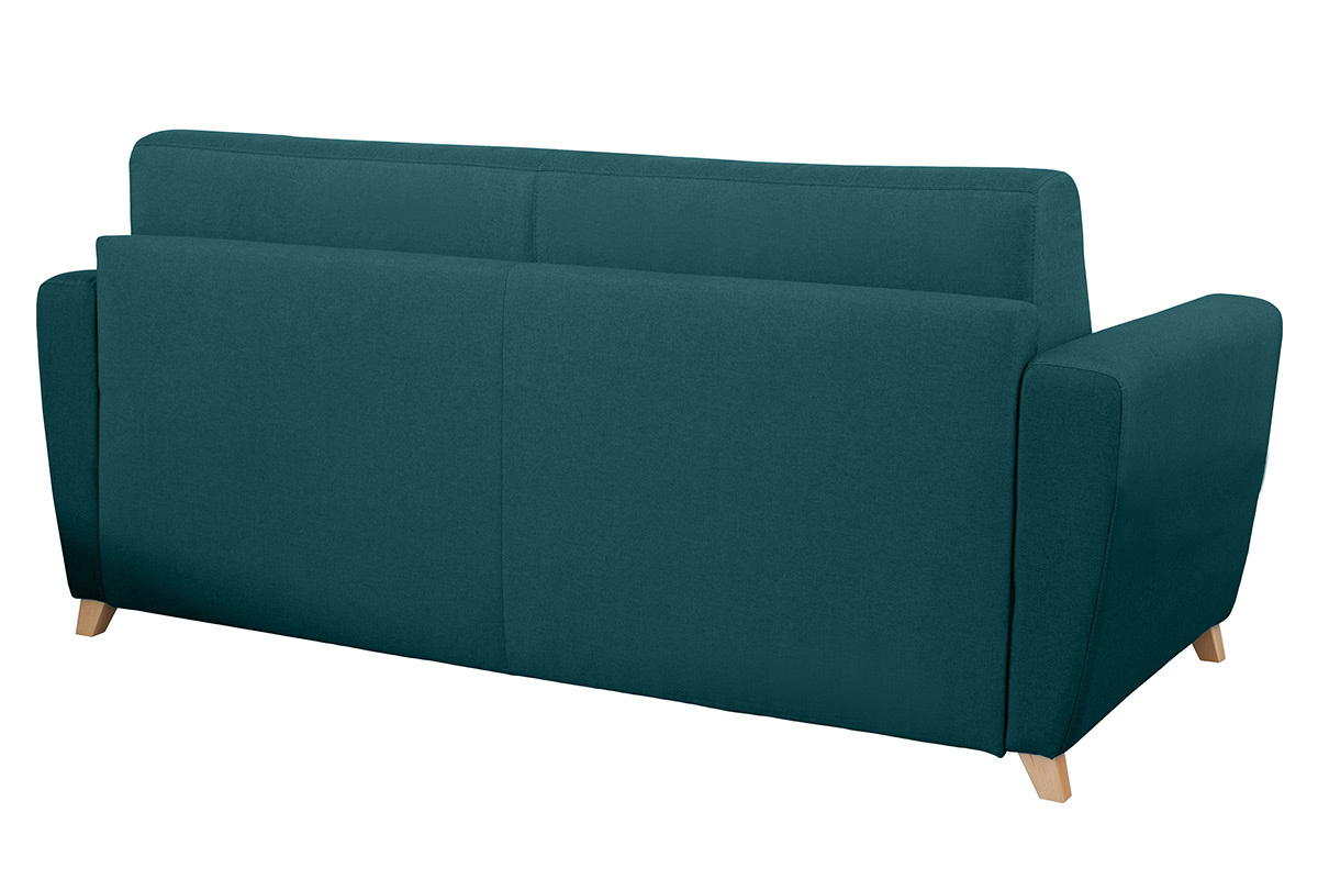 Sof convertible nrdico azul petrleo y madera GRAHAM