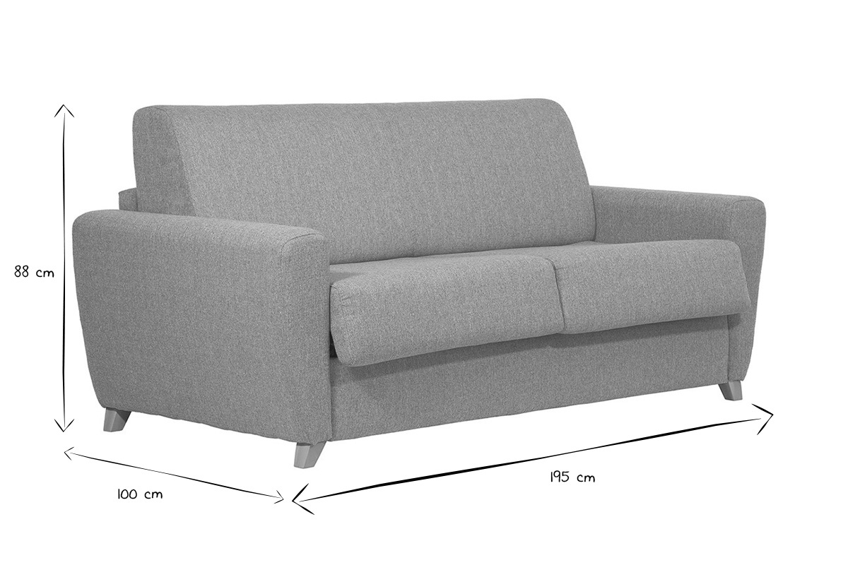 Sof� convertible n�rdico gris claro y madera GRAHAM