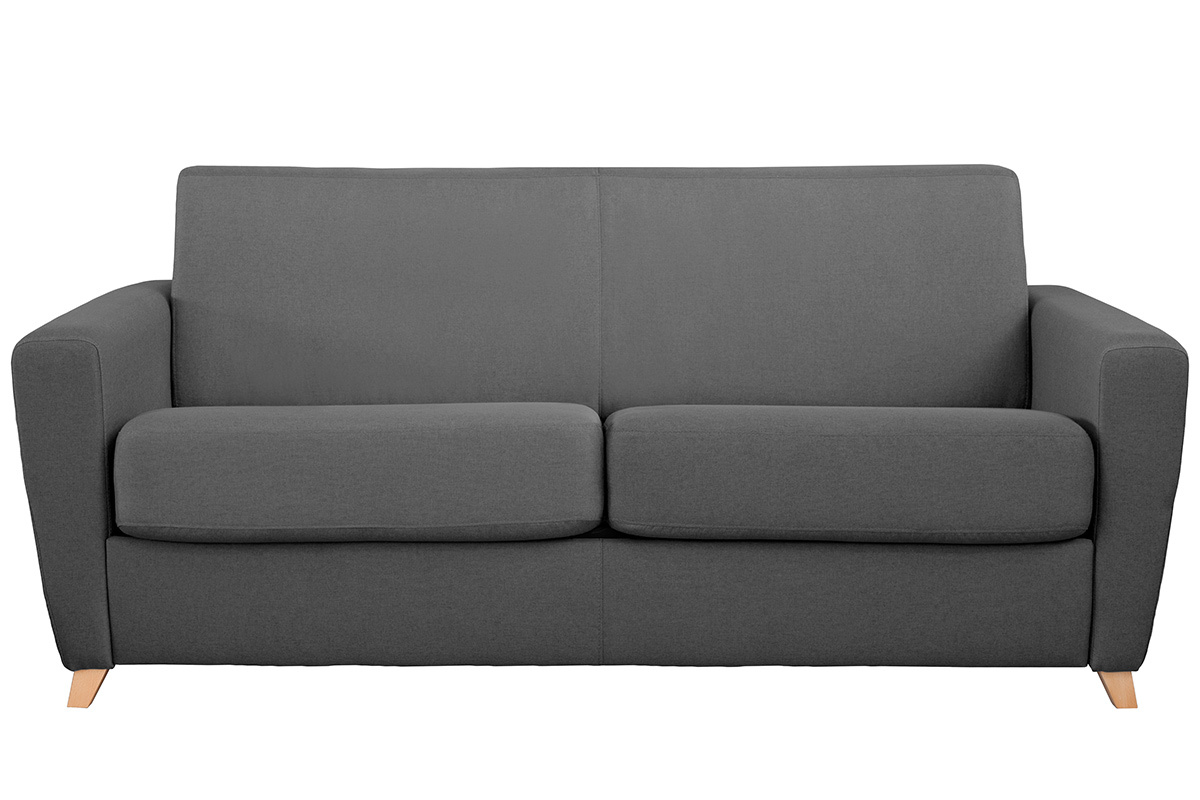 Sof convertible nrdico gris oscuro y madera GRAHAM