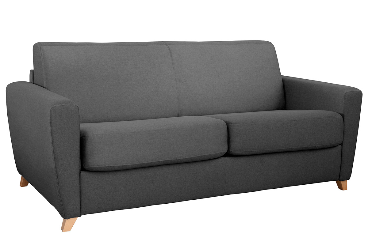 Sof convertible nrdico gris oscuro y madera GRAHAM
