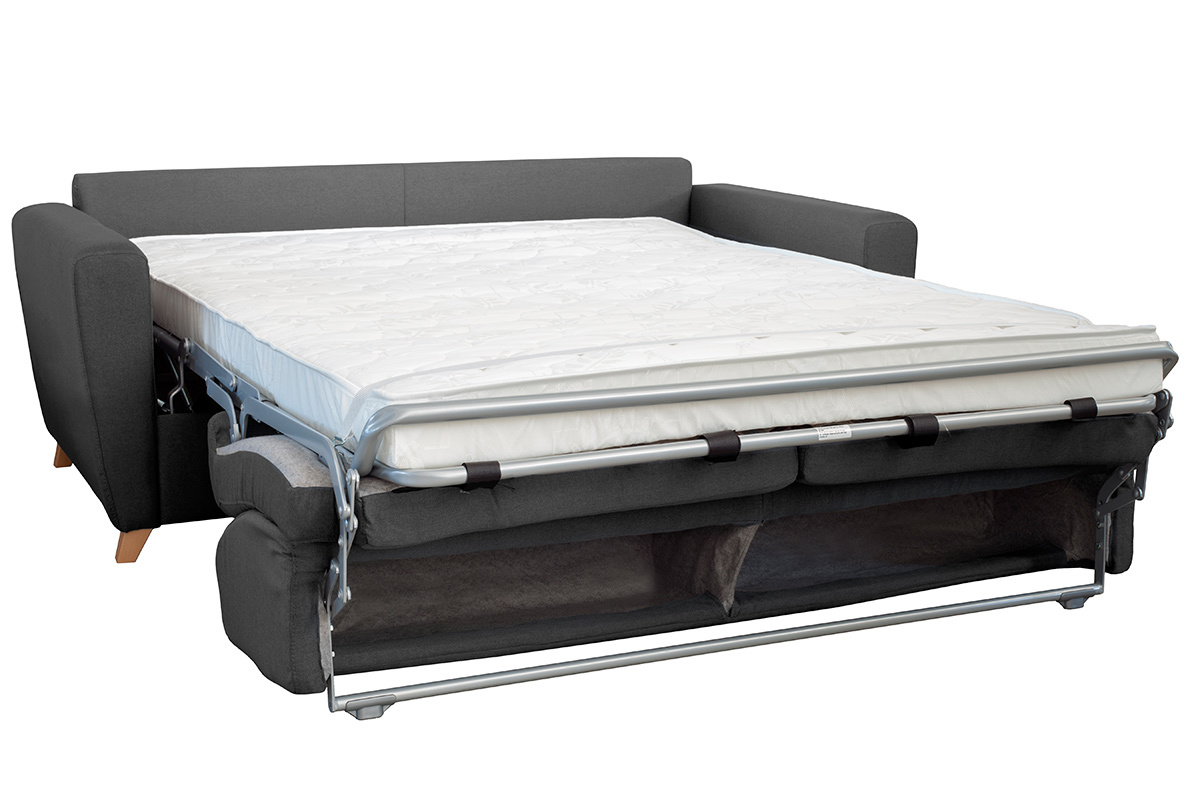 Sof convertible nrdico gris oscuro y madera GRAHAM