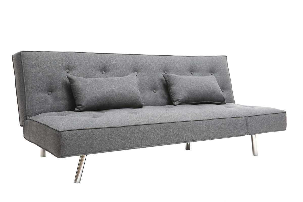 Sof convertible tapizado gris oscuro LEONARD