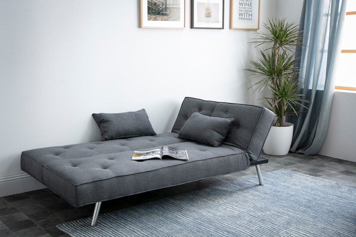 Sof convertible tapizado gris oscuro LEONARD