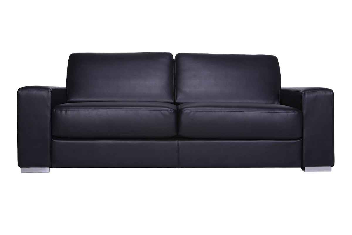 Sof cuero convertible rpido 3 plazas negro vintage STRATFORD