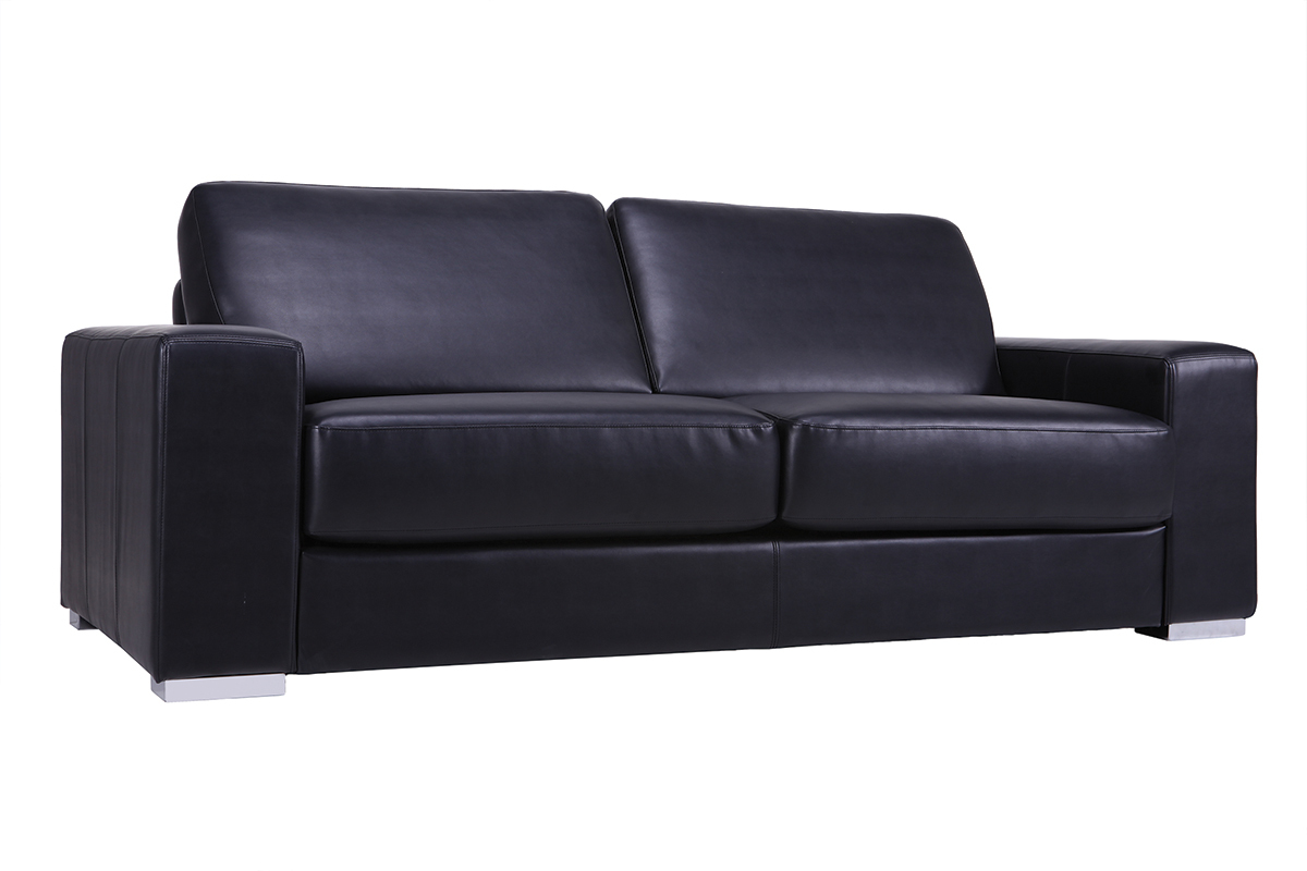 Sof cuero convertible rpido 3 plazas negro vintage STRATFORD