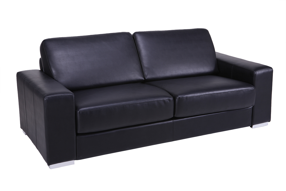 Sof cuero convertible rpido 3 plazas negro vintage STRATFORD