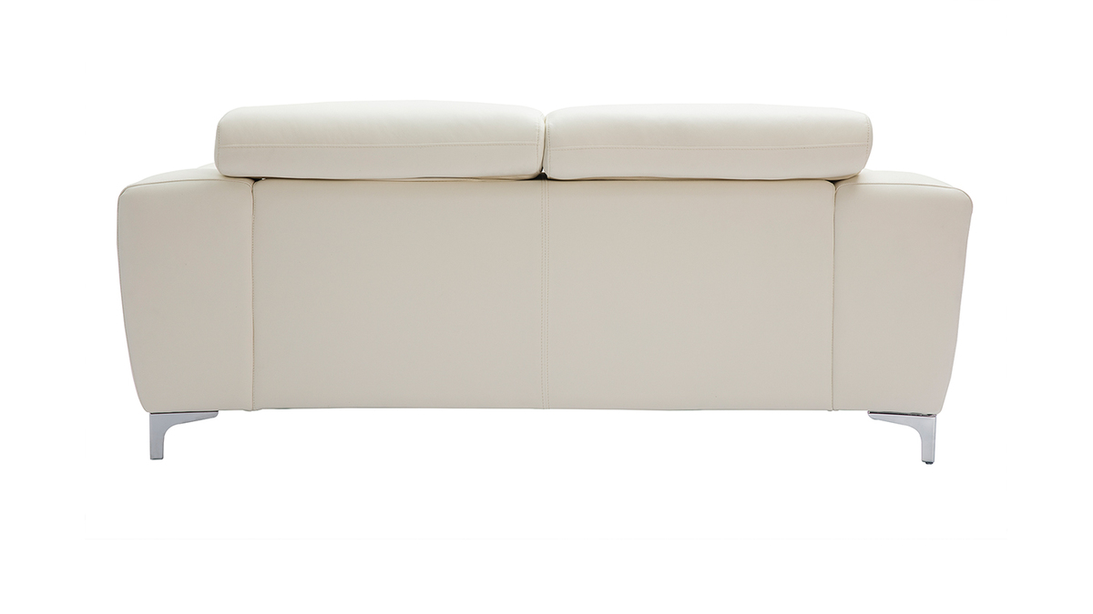 Sofá cuero de búfalo diseño dos plazas con cabeceros relax blanco NEVADA