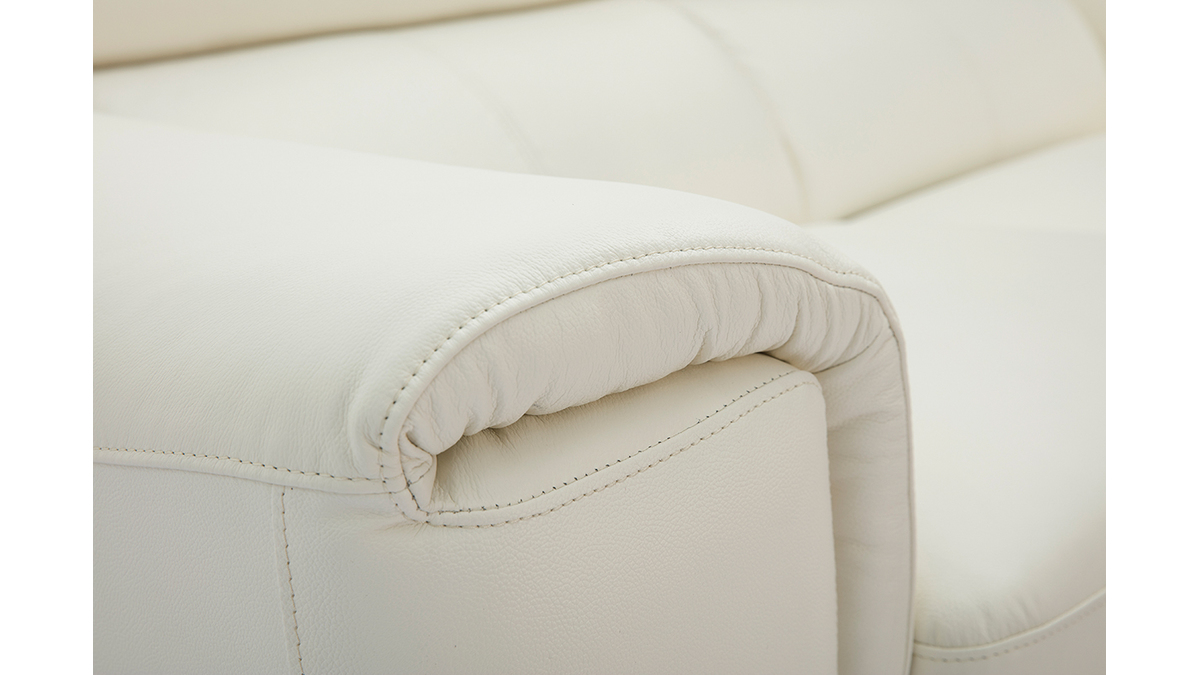 Sofá cuero de búfalo diseño dos plazas con cabeceros relax blanco NEVADA