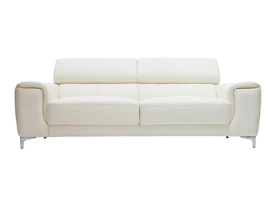 Sofá cuero de búfalo diseño tres plazas con cabeceros relax blanco NEVADA - Sofá cuero de búfalo diseño tres plazas con cabeceros relax blanco NEVADA