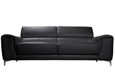 Sofá cuero de búfalo diseño tres plazas con cabeceros relax negro NEVADA