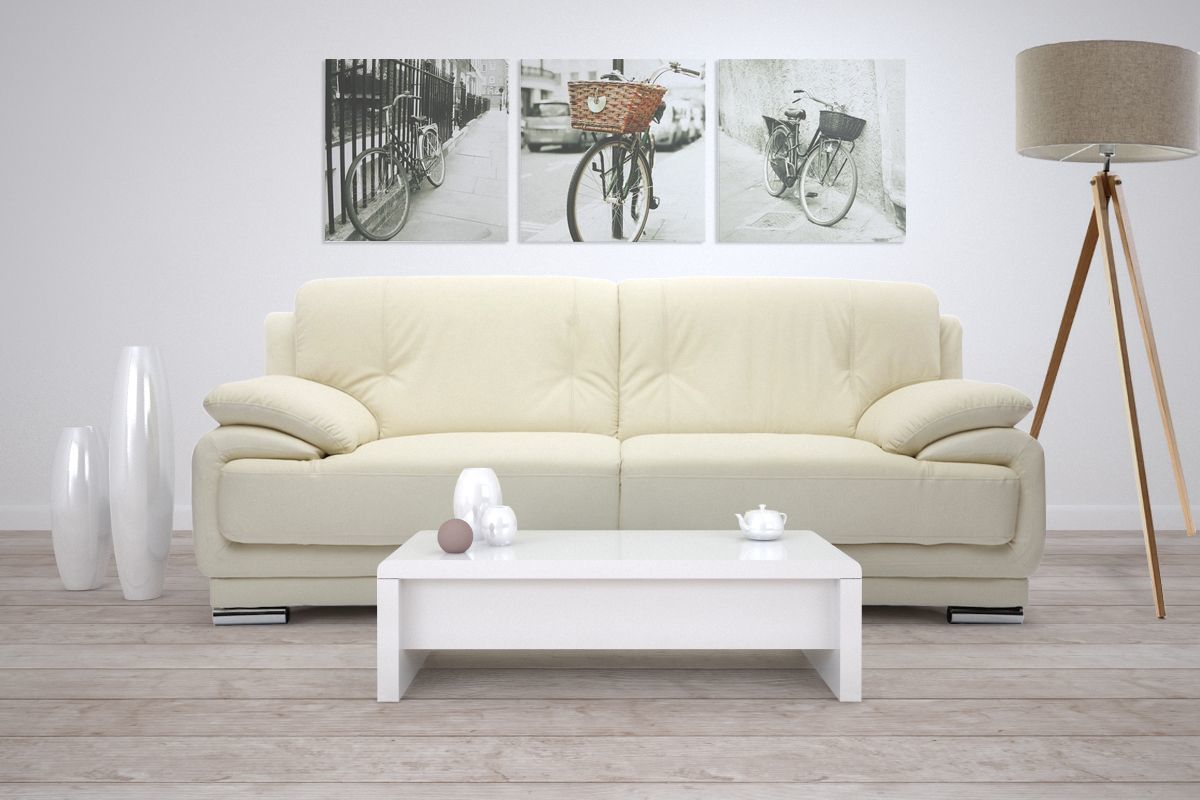 Sof cuero diseo crema 3 plazas TAMARA