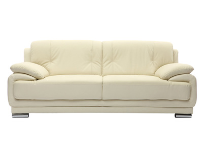 Sof&aacute; cuero dise&ntilde;o crema 3 plazas TAMARA