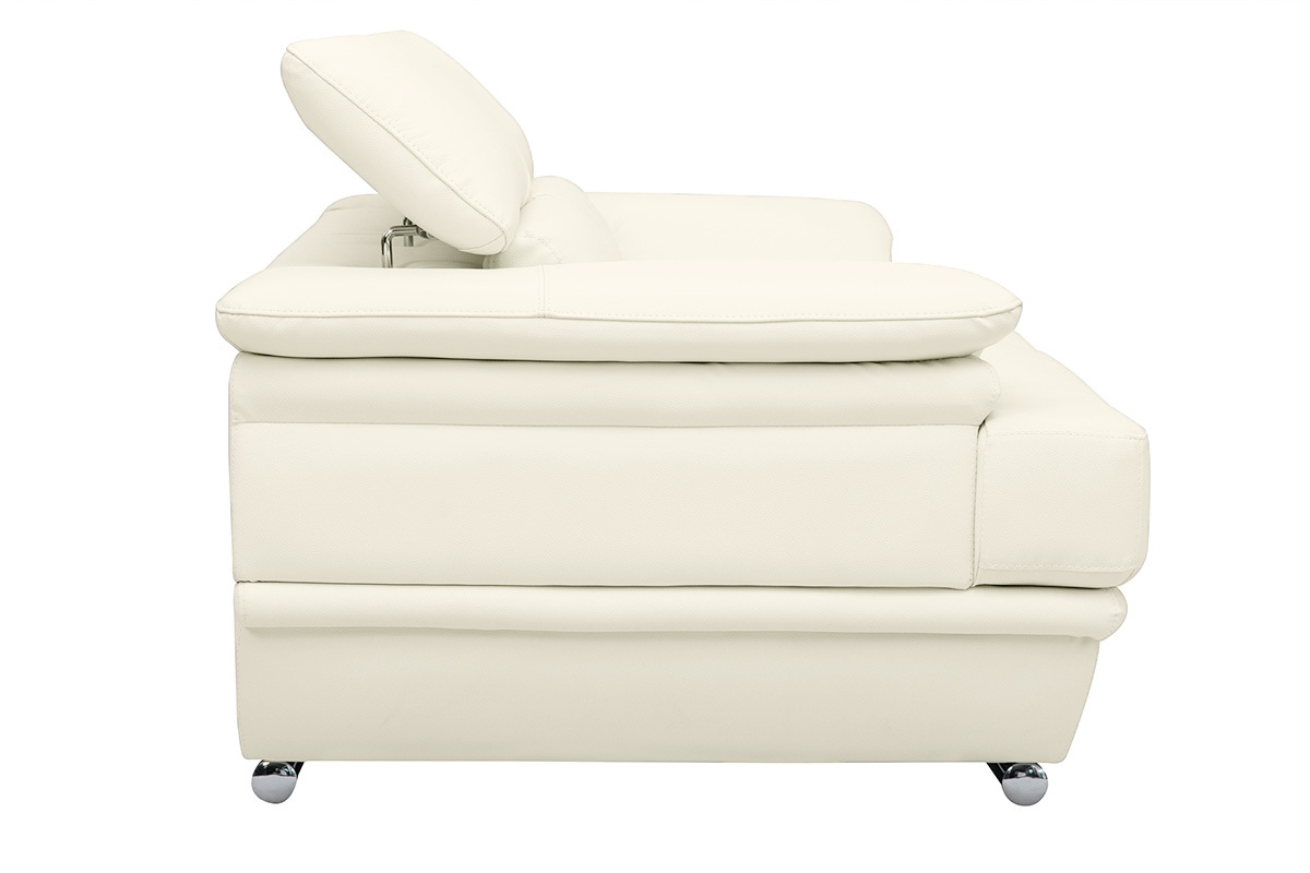 Sof cuero diseo dos plazas con cabeceros ajustables blanco EWING