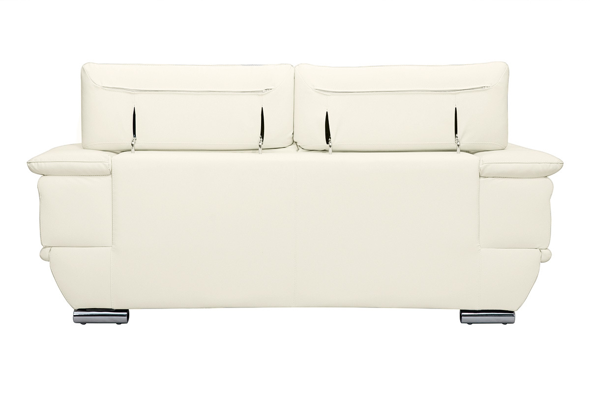 Sof cuero diseo dos plazas con cabeceros ajustables blanco EWING