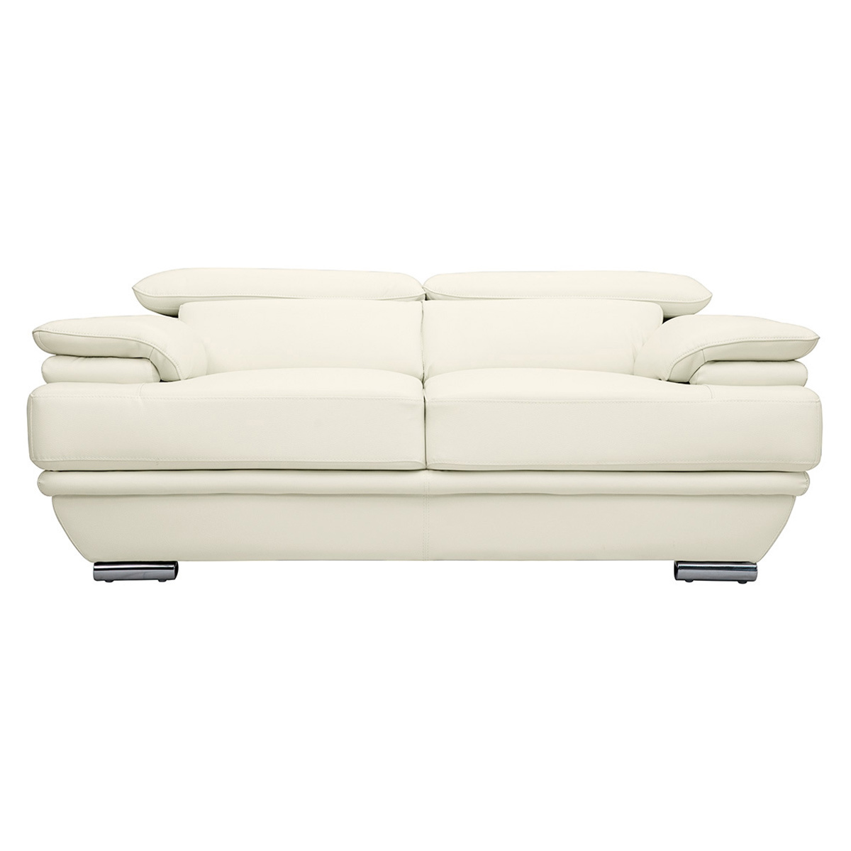 Sofá cuero diseño dos plazas con cabeceros ajustables blanco EWING