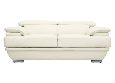 Sofá cuero diseño dos plazas con cabeceros ajustables blanco EWING