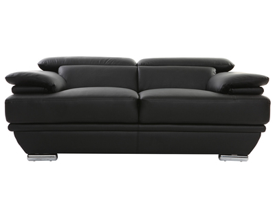 Sofá cuero diseño dos plazas con cabeceros ajustables negro EWING