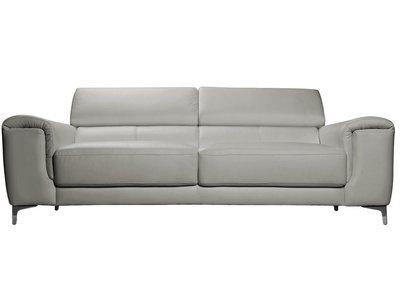 Sof&aacute; cuero dise&ntilde;o tres plazas con cabeceros relax gris NEVADA