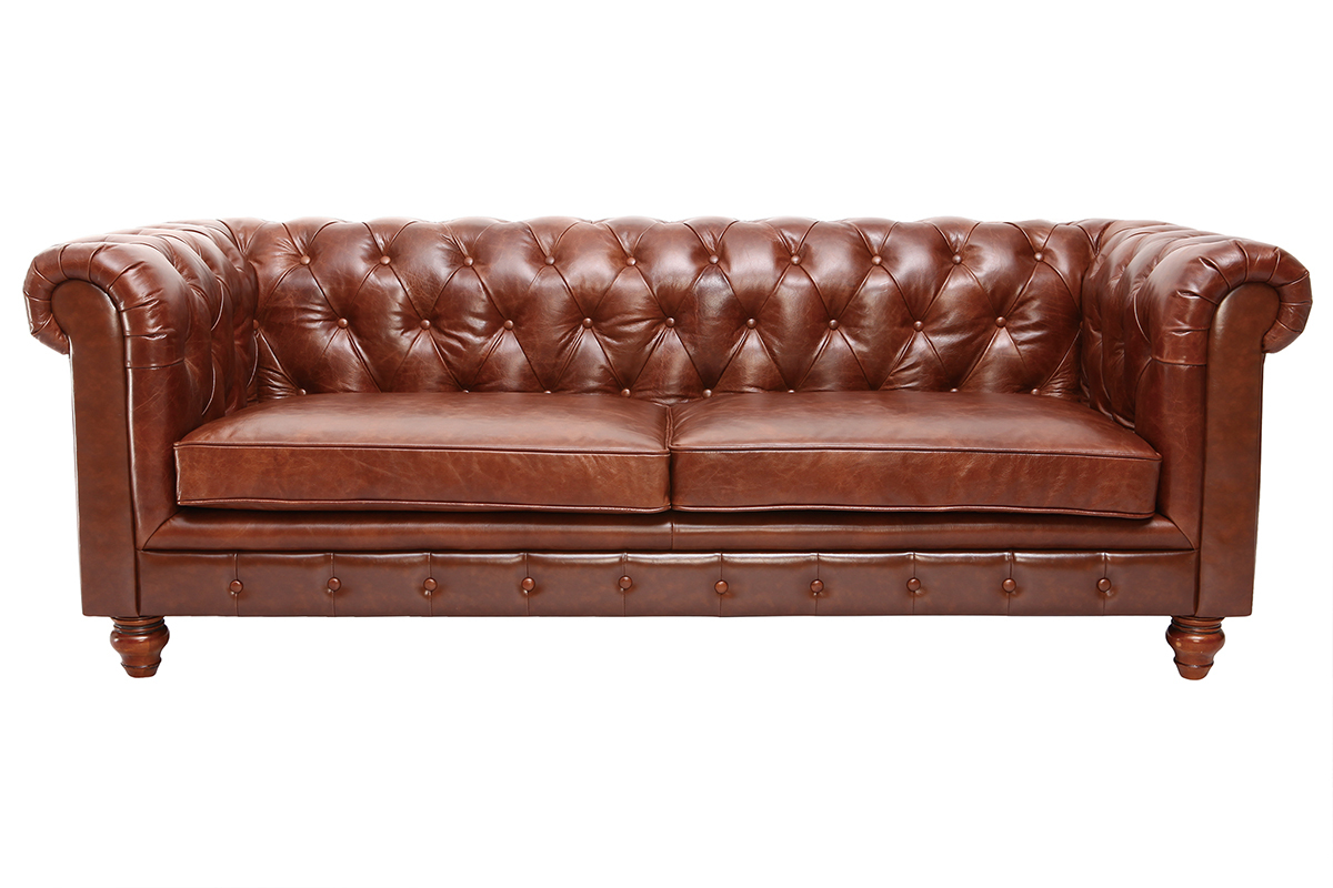 Sof cuero vintage 3 plazas chocolate CHESTERFIELD