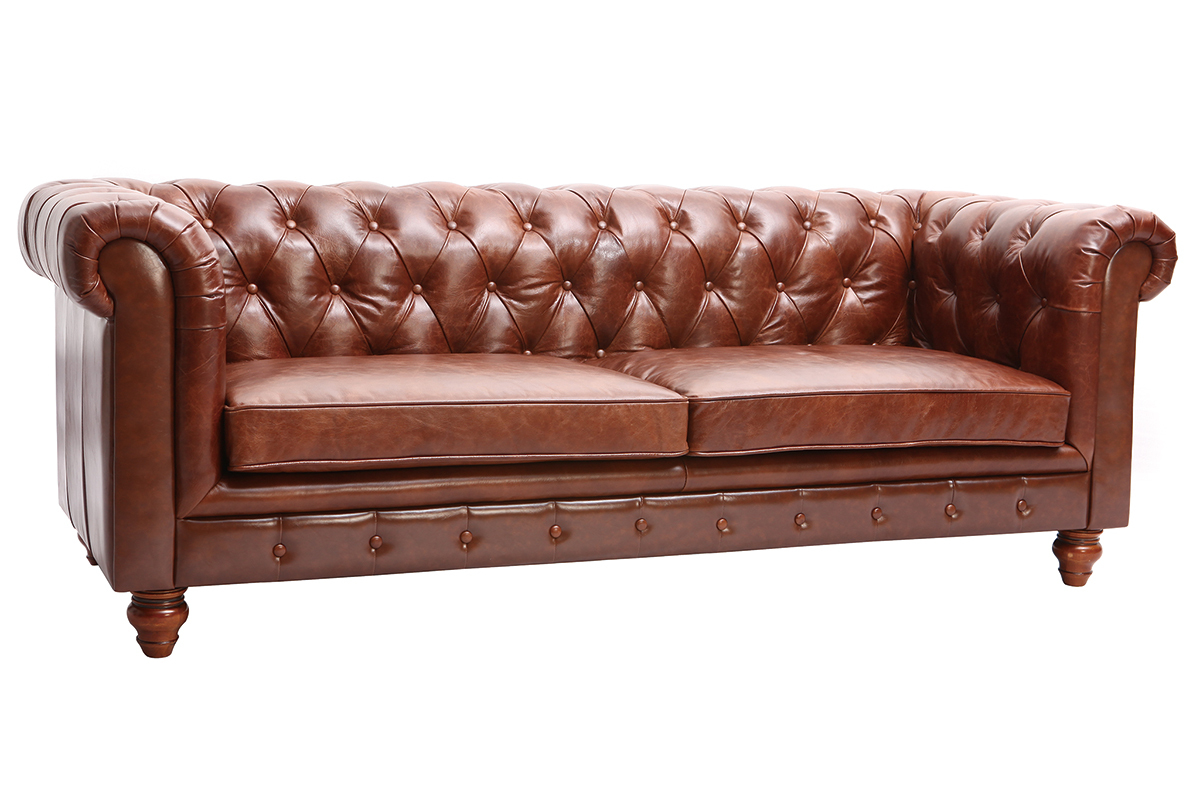 Sof cuero vintage 3 plazas chocolate CHESTERFIELD