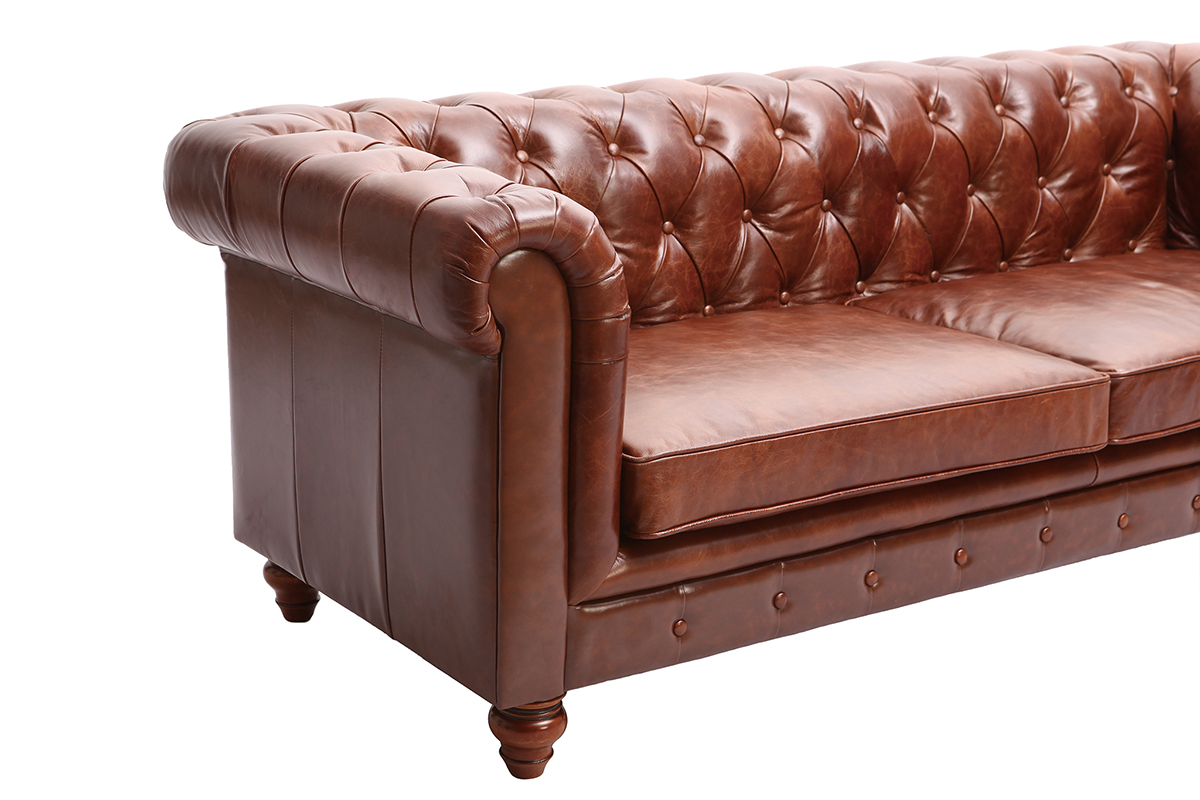 Sof cuero vintage 3 plazas chocolate CHESTERFIELD