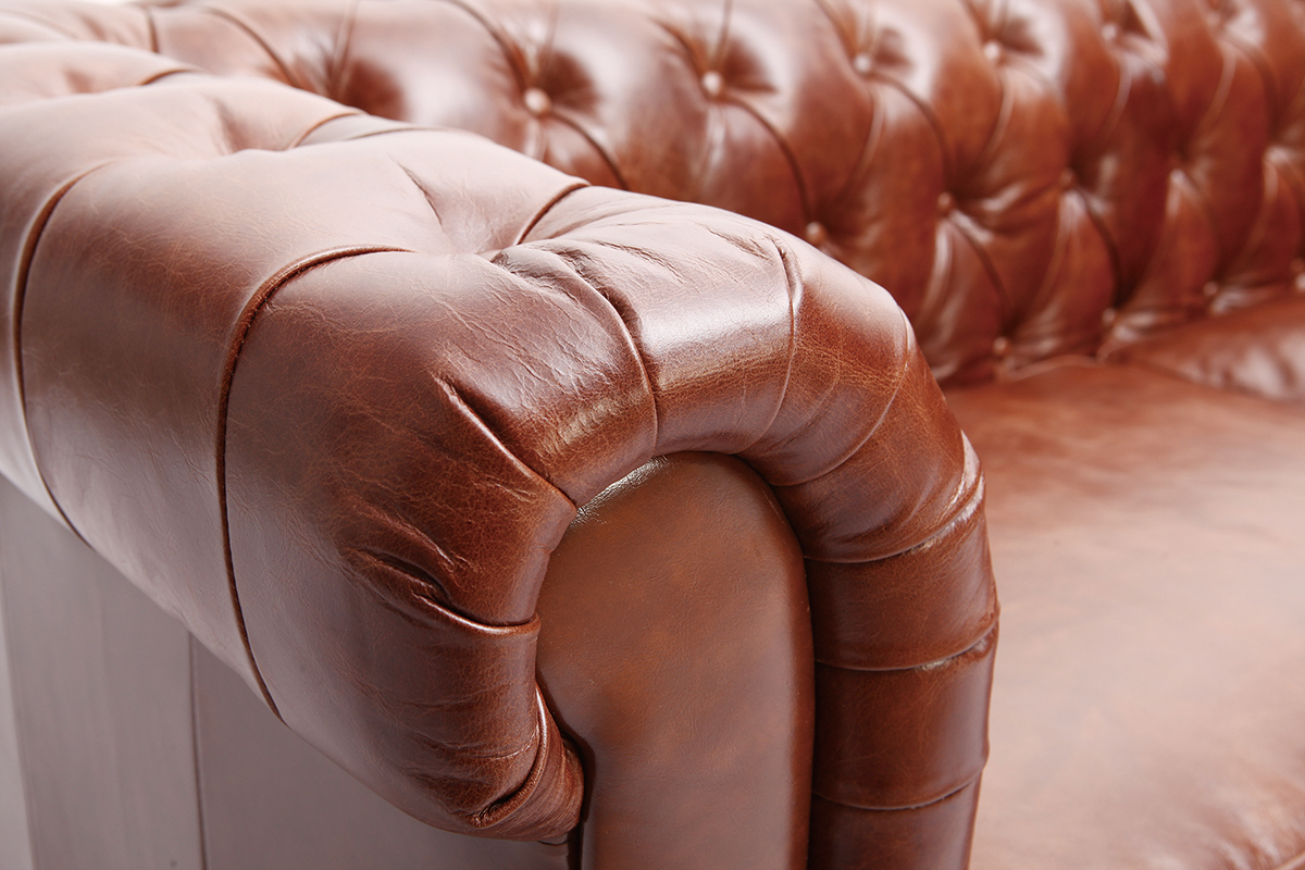 Sof cuero vintage 3 plazas chocolate CHESTERFIELD