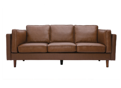 Sofá cuero vintage 3 plazas marrón BRADLEY - cuero de búfalo