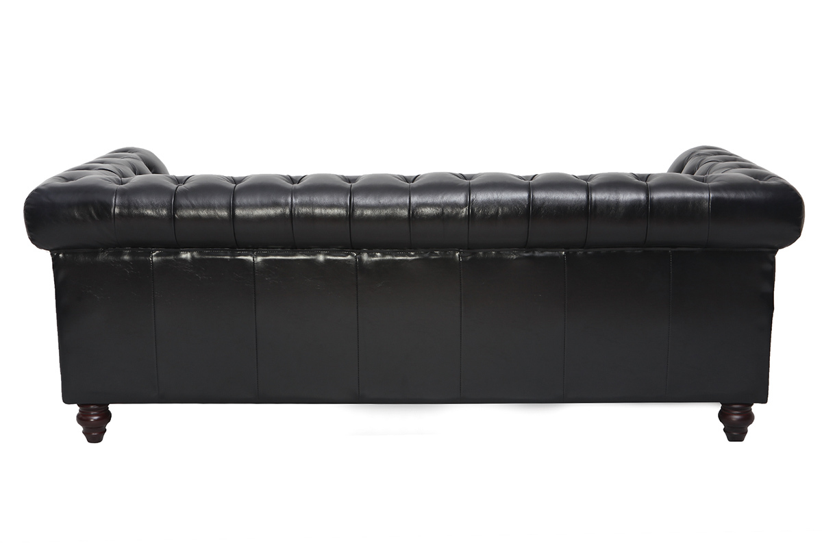Sof cuero vintage 3 plazas negro CHESTERFIELD